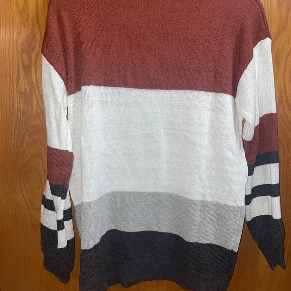 💋WOMEN’S SWEATER XL STRIPES RUST WHITE‎ GREY BLACK BRAND NEW PERFECT CONDITION - Picture 4 of 6